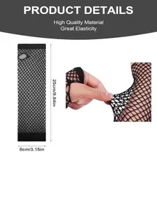 Alexvyan Women Black Long Extended Hand Sleeves Fingerless Gloves