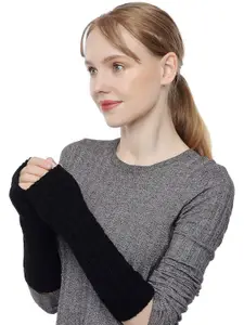Alexvyan Women Patterned Acrylic Fingerless Gloves