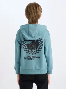 DeFacto Boys Printed Hooded Pullover Sweater