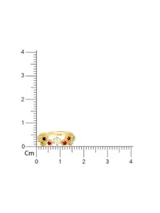 GIVA 925 Sterling Silver Gold-Plated Stone-Studded & Beaded Adjustable Finger Ring