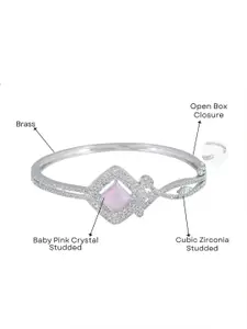 Adwitiya Collection Rhodium-Plated Cubic Zirconia Studded Bangle-Style Bracelet
