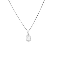 925 SILLER 925 Pure Silver Almond Shaped Polished Chain Pendant