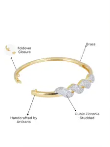 Adwitiya Collection Gold Plated Cubic Zirconia Studded Bangle-Style Bracelet