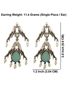 Efulgenz Rhodium Plated Crystals Studded Contemporary Studs Earrings