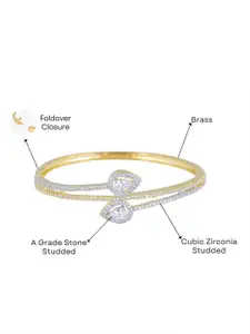 Adwitiya Collection Gold-Plated CZ Studded Bangle-Style Bracelet