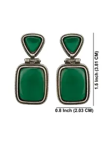 Efulgenz Rhodium Plated Crystals Studded Contemporary Studs Earrings