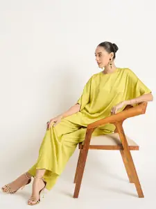 FEMMELLA Round Neck Asymmetric Top With Trousers