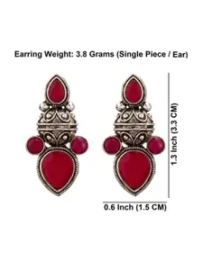 Efulgenz Silver-Plated Oxidized Contemporary Drop Earrings