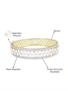 Adwitiya Collection Gold-Plated CZ Studded Bangle-Style Bracelet