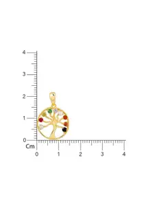 GIVA 925 Sterling Silver Gold-Plated Stone Studded Circular Pendant With Chain