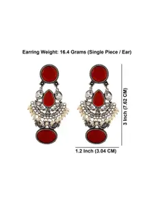 Efulgenz Rhodium Plated Crystals Studded Contemporary Chandbalis Earrings