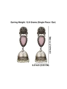 Efulgenz Rhodium Plated Crystals Studded Contemporary Jhumkas Earrings