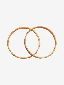 Kushal's Fashion Jewellery Set Of 2 Gold Plated Stone Studded Antique Bangles