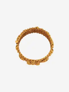Kushal's Fashion Jewellery Gold-Plated Stone Studded Antique Bangle