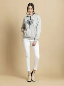 OCTICS Women Graphic Printed Hooded Full Sleeves Pullover Sweatshirt