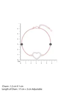 TOUCH925 Pure Silver Cubic Zirconia Stone Studded Heart Shaped Charm Bracelet