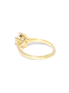 Priyaasi Gold Plated American Diamond Studded Adjustable Finger Ring