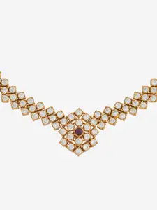 Kushal's Fashion Jewellery Embellished Bridal 92.5 Silver Zircon Temple Necklace