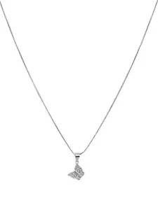 925 SILLER 925 Pure Silver Zircon Studded Butterfly Charm Pendant
