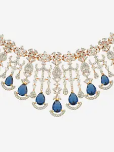 Kushal's Fashion Jewellery Gold Plated Cubic Zirconia Studded Necklace and Earrings