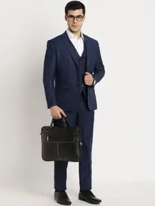 Turtle Men Checkered Regular-Fit Blazer and Waistcoat with Trousers Formal Suit