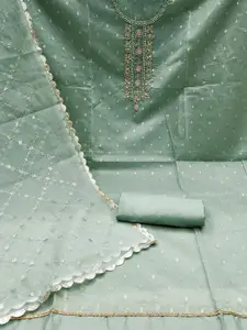 MANVAA Floral Embellished Beads and Stones Organza Jacquard Unstitched Dress Material