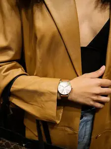 Nine West Women Round Dial & Leather Straps Analogue Watch NW-1994CHHY