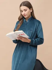 Secret Wish Solid Velvet Winter Nightdress