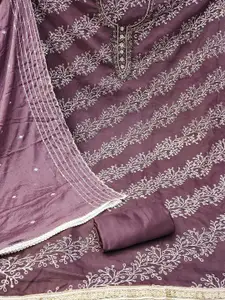 MANVAA Floral Sequinned Embroidered Organza Unstitched Dress Material