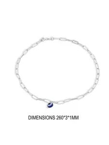 925 SILLER Sterling Silver Rhodium-Plated Single Anklet
