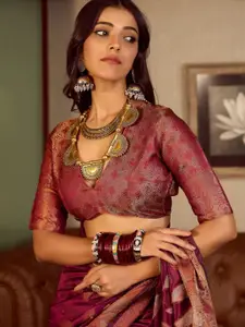 Sangria Woven Design Banarasi Saree With Blouse