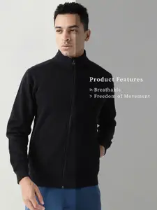 Wildcraft Men Solid Mock Collar Cotton Front-Open Sweatshirt