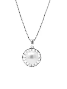MANNASH 92.5 Sterling Silver Rhodium Plated Cubic Zirconia Pendant With Chain