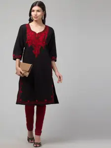 Trend Level Women Embroidered Woollen Kurta