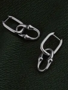 PALMONAS Silver Plated Stainless Steel Hoop Earrings