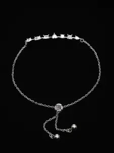 PANASH 925 Sterling Silver Rhodium-Plated Solitairs Cubic Zirconia Studded Charms Bracelet