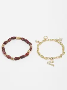 DressBerry Women Brass Cubic Zirconia Gold-Plated Charm Bracelet