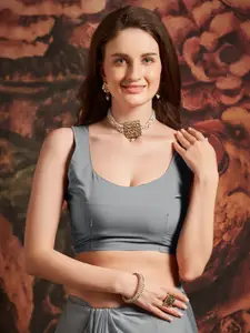 KALINI Embellished Mirror Work Poly Georgette Saree