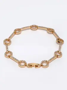 DressBerry Women Brass Cubic Zirconia Gold-Plated Wraparound Bracelet