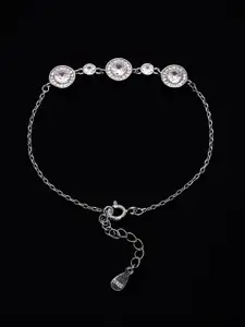 PANASH Women Sterling Silver Cubic Zirconia Rhodium-Plated Charm Bracelet