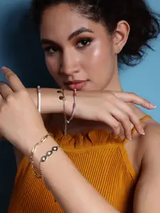 DressBerry Women Brass Cubic Zirconia Gold-Plated Charm Bracelet