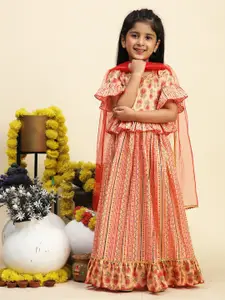 Cutiekins Girls Printed Ready to Wear Lehenga & Blouse With Dupatta