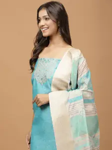 Meena Bazaar Floral Embroidered Sequinned Unstitched Dress Material