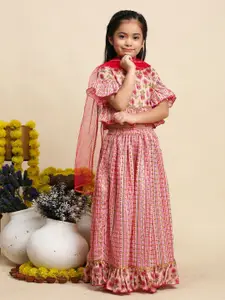 Cutiekins Girls Printed Ready to Wear Lehenga & Blouse With Dupatta