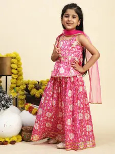 Cutiekins Girls Printed Ready to Wear Lehenga & Blouse With Dupatta