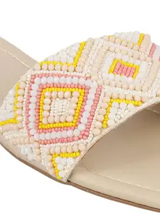 Mochi Women Printed Open Toe Flats