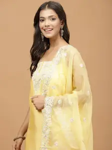 Meena Bazaar Floral Embroidered Zari Unstitched Dress Material