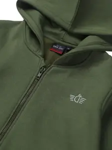 Gini and Jony Boys Cotton Brand Logo Hooded Bomber Jacket