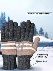 LOOM LEGACY Men Striped Winter Gloves