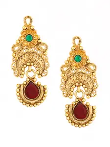 Adwitiya Collection Gold Plated Artificial Stone Studded Classic Drop Earrings